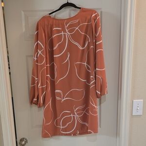 A New Day Coral Shift Mini Dress with Cream Pattern